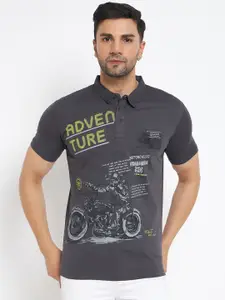 Duke Typography Printed Polo Collar Cotton Slim Fit T-shirt