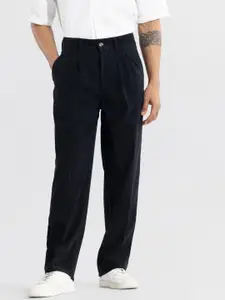 Snitch Men Smart Loose Fit Pleated Chinos Trousers