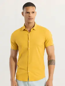 Snitch Classic Spread Collar Short Sleeves Cotton Casual Shirt