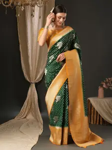 Anouk Green Ethnic Motifs Pure Georgette Designer Kanjeevaram Saree