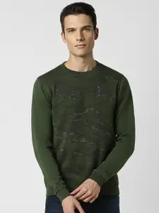 Peter England Casuals Abstract Printed Crew Neck Long Sleeve Pullover Sweatshirt