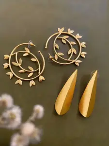ATIBELLE Set Of 2 Gold-Plated Brass Half Hoop & Drop Earrings