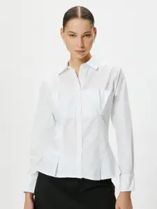 Koton Spread Collar Long Sleeves Pure Cotton Casual Shirt