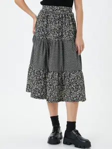 Koton Floral Printed Flared Midi Skirt