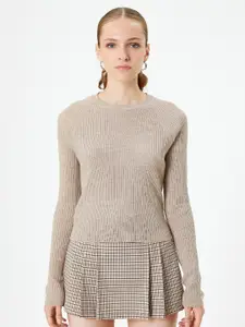 Koton Ribbed Round Neck Acrylic Pullover Sweater