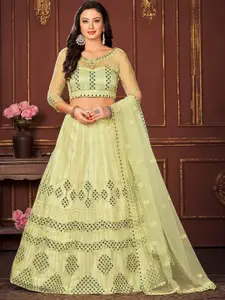 KALINI Embroidered Thread Work Ready to Wear Lehenga & Unstitched Blouse With Dupatta