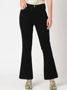 Kraus Jeans Women Black Flared High-Rise Jeans