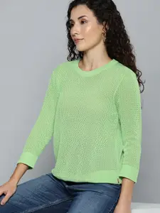 Levis Pure Cotton Self Design Open Knit Pullover Sweaters