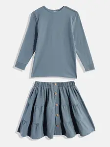 METRO KIDS COMPANY Girls Pure Cotton T-shirt with Skirt