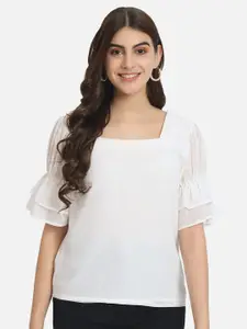 ALL WAYS YOU Cream-Coloured Bell Sleeve Georgette Top