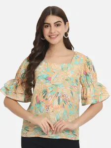 ALL WAYS YOU Multicoloured Floral Print Bell Sleeve Crepe Top