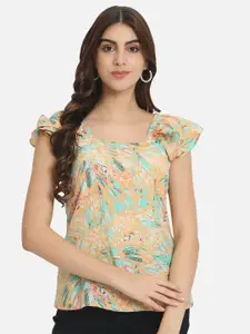 ALL WAYS YOU Multicoloured Floral Print Flutter Sleeve Crepe Top
