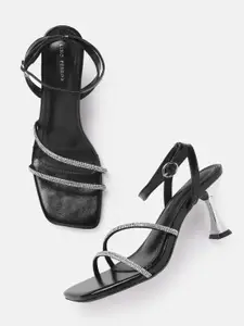 Lino Perros Rhinestones Embellished Mid-Top Party Slim Heels