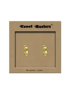 Comet Busters Gold-Plated Circular Clip On Non Piercieng Hoop Earrings