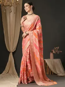 Anouk Ethnic Motifs Zari Boarder Pure Georgette Banarasi Saree