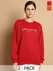VIMAL JONNEY Pack Of 2 Typography Printed Pullover Sweatshirts