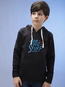 Instafab Boys Typography Printed Cotton Hood Pullover Sweatshirt