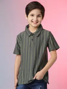 Instafab Boys Striped Polo Collar Cotton T-shirt