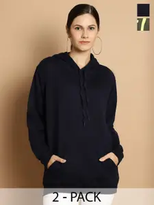 VIMAL JONNEY Pack Of 2 Typography Printed Cotton Fleece Sweatshirt