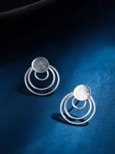 Kicky And Perky Silver-Toned Circular Drop Earrings