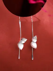 Kicky And Perky Silver-Toned Leaf Shaped Drop Earrings
