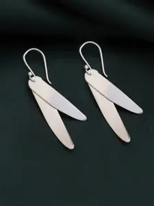 Kicky And Perky Silver-Toned Feather Shaped Drop Earrings