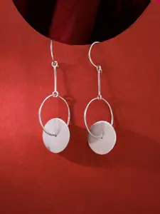 Kicky And Perky Silver-Toned Circular Drop Earrings