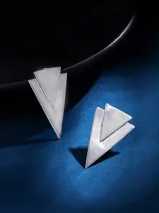 Kicky And Perky Silver-Toned Triangular Drop Earrings