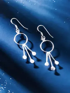 Kicky And Perky Silver-Toned Geometric Drop Earrings