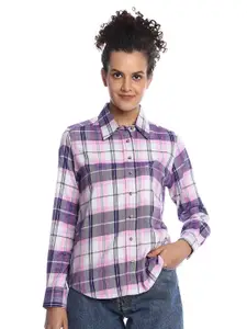 Gazillion Comfort Tartan Twill Checked Spread Collar Casual Shirt