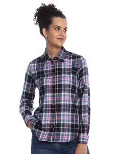 Gazillion Comfort Tartan Twill Checked Spread Collar Casual Shirt