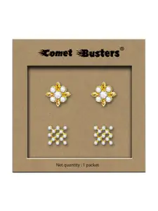 Comet Busters Pack of 2 Non Piercing Self Adhesive Stick Ons Stud Earrings