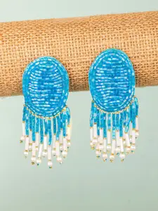 Crunchy Fashion Artificial Beads Fabric Oval Drop Earrings