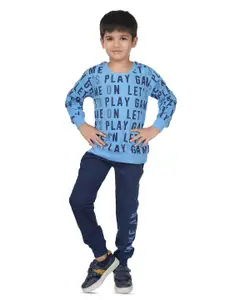 Nottie Planet Boys Blue Printed T-shirt with Pyjamas