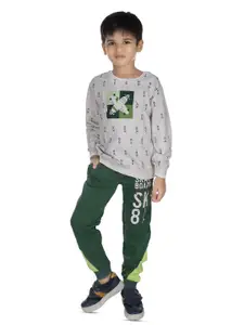 Nottie Planet Boys Green Printed T-shirt with Pyjamas