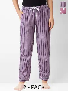 NOIRA Women Pack Of 2 Striped Lounge Pants