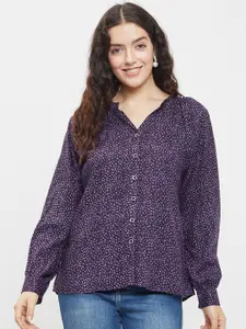 Ruhaans Women Purple Classic Opaque Printed Casual Shirt