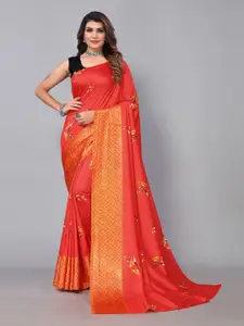 Shaily Red Poly Georgette Saree
