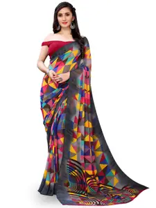 Shaily Multicoloured & Pink Pure Georgette Saree