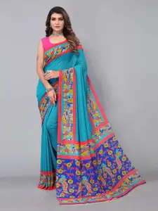 Shaily Blue Ethnic Motifs Poly Georgette Saree