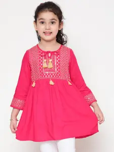 BAESD Girls Ethnic Motifs Yoke Design Sequinned Detailed A-Line Kurti