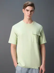 Bewakoof Heavy Duty Green Round Neck Drop-Shoulder Sleeves Oversized T-shirt