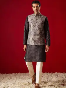 SHRESTHA BY VASTRAMAY Ethnic Motifs Woven Design Regular Kurta With Trousers