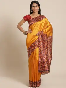 Varanga Yellow & Maroon Art Silk Mysore Silk Saree