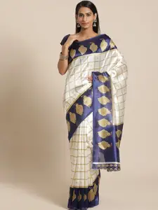 Varanga Purple & Off White Ethnic Motifs Art Silk Mysore Silk Saree
