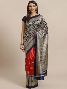 Varanga Red & Navy Blue Ethnic Motifs Art Silk Mysore Silk Saree