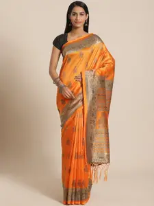 Varanga Orange & Beige Woven Design Art Silk Mysore Silk Saree