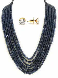 Runjhun Layered Onex Beaded Necklace with Earrings