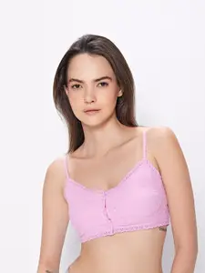 COVER STORY Pink Sweetheart Neck Cotton Crop Top