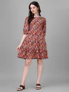 Kinjo Geometric Printed A-Line Dress